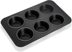 TeamFar Muffin Pan, 6 Cup Muffin Tin Cupcake Pan Tray with Nonstick Coating and Stainless Steel Core, for Home/Kitchen Baking, Healthy & Heatproof, Release Easily & Easy Clean