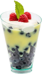 Restaurantware 7 Ounce Plastic Glasses 100 Round Incline Shooter Cups- Disposable Small Seagreen Plastic Round Bowls Unique Design For Soups Appetizers Or Desserts