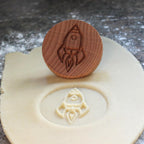 Wood Cookie Stamp, 2.5 Inch (Rocket Ship CS-077)