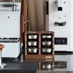 watchget Horizontal Espresso Portafilter Filter Basket Holder Rack - Wooden Precision Basket Storage Stand for 58mm Espresso Machines and 58mm Coffee Puck Screens