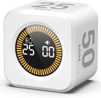 KADAMS Pomodoro Cube Timer Productivity Visual Timer - 5/10/25/50 Min Rotating Countdown, Customize Countup Silent Mode- for Work Study Cook Workout Kitchen Back to School Classroom (White)