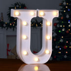 Foaky LED Letter Lights Sign Marquee Light Up Letters Sign for Night Light Wedding/Birthday Party Battery Powered Christmas Lamp Home Bar Decoration(U)