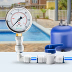 ELECALL 2-1/2” Glycerin Liquid Filled Air Pressure Gauge, 0-30Psi, 1/4”NPT Lower Mount, Stainless Steel Case, Brass Internals, Water Pressure Gauge