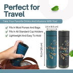 Farasi Tea Infuser for Loose Leaf Tea Smart Water Bottle with Fahrenheit Temperature Display, Stainless Steel, Insulated Coffee and Fruit Tea Infuser Bottle - Black Floral Tea Mug 15 oz