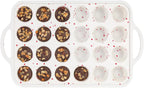 CAKETIME Mini Cupcake Pan, Metal Reinforced Frame Silicone Mini Muffin Pan Nonstick 24 Cups with Handle for Valentine's Day Baking Muffins, Cupcakes, Egg Bites 1 Pack