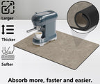 Coffee Maker Mat Accessories for Countertop - Coffee Bar Decoration Rubber Backed Dish Drying Mat for Kitchen - Pu Absorbent Hide Stain Pad, Wipeable Espresso Machine Mat for Dish Rack 25x17in