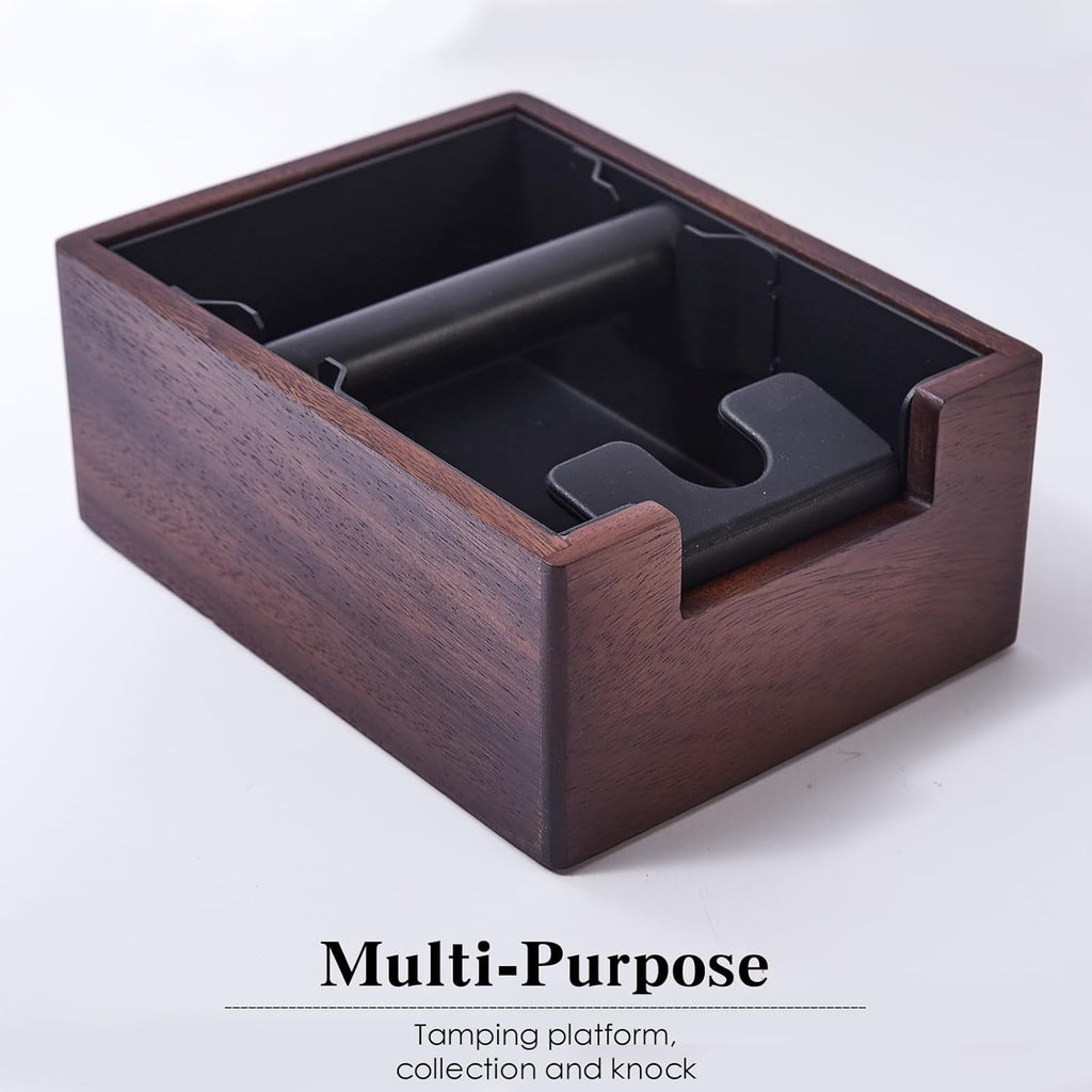 Wooden Espresso Knockout Box, 58mm Espresso Storage Box, Suitable For Storing 58mm Espresso Mashers, Dispensers, Natural Walnut Wood Masher Base (coffee)