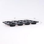Muffin-Pan for Baking, Nonstick Cake Pan 12 Cups, 3 Pack Cup Premium Cheesecake Pans, Cupcake Baking Pan for Oven 13.2 * 10 * 1.1in Black