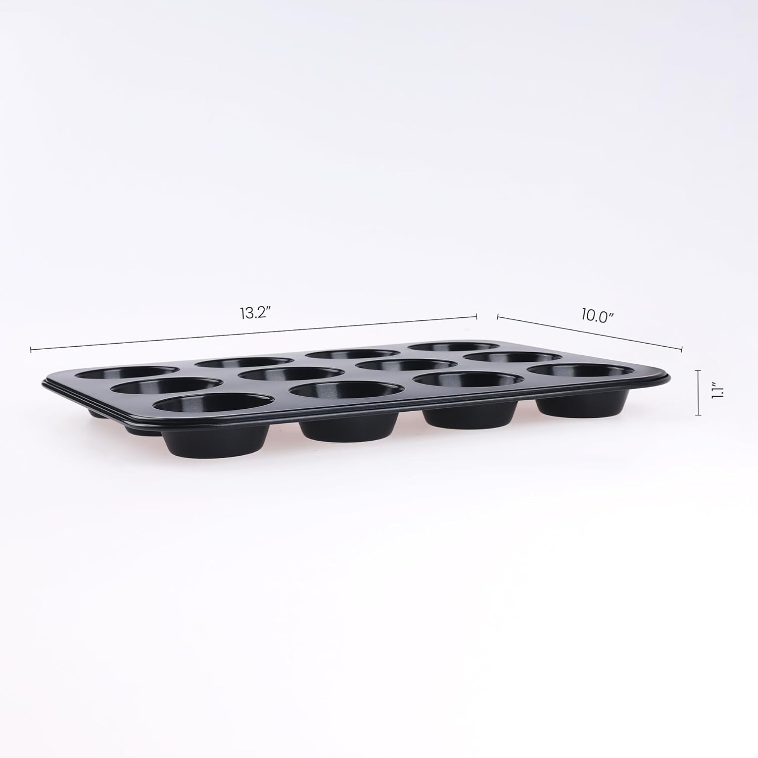 Muffin-Pan for Baking, Nonstick Cake Pan 12 Cups, 3 Pack Cup Premium Cheesecake Pans, Cupcake Baking Pan for Oven 13.2 * 10 * 1.1in Black