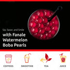 Fanale Watermelon Popping Boba Pearls, Vegan, Non GMO, Gluten Free, Fat Free, Perfect for Bubble Tea, Smoothies, Ice Cream, Desserts, and Beverages.