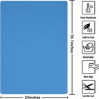 Silicone Mats for Kitchen Counter, Nonslip Silicone Mats for Crafts Countertop Protector Heat Resistant Mat (78.7” x 24” x 0.08”, Light Blue)