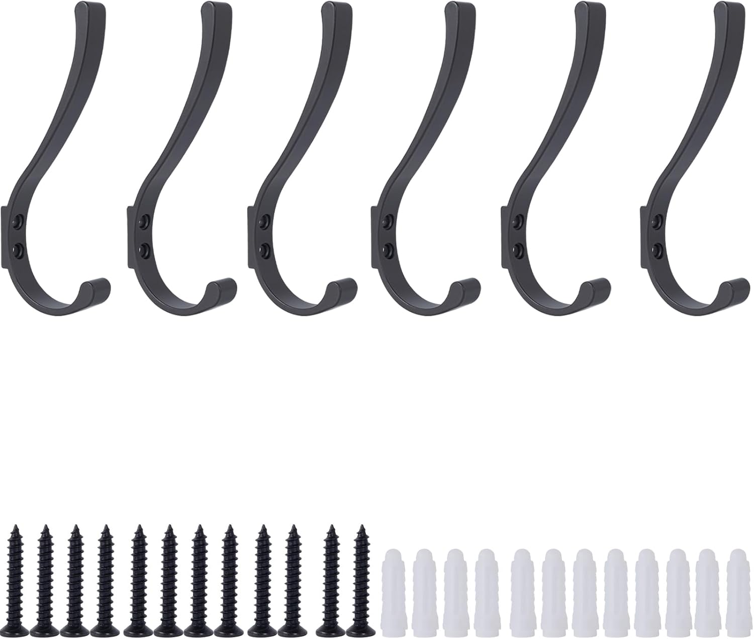 6 Pack Hanging Coat Hooks Wall Mount, Coat Hanger Wall Hangers, Metal Hooks for Hanging Heavy Duty, Screw in Hooks for Hanging Towels, Clothes, Backpack, Hat, Bag, Jacket, Key, Robe, Backpack Grey