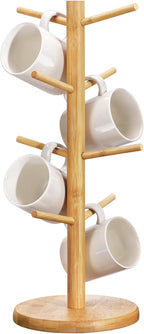 Lorbro Coffee Mug Tree with 8 Hooks, Mug Tree Stand, Wood Coffee Cup Holder, Countertop Mug Tree, Mug Stand Kitchen Organizer, Cafe Accessories Decor & Kitchen Organizer Storage Stand