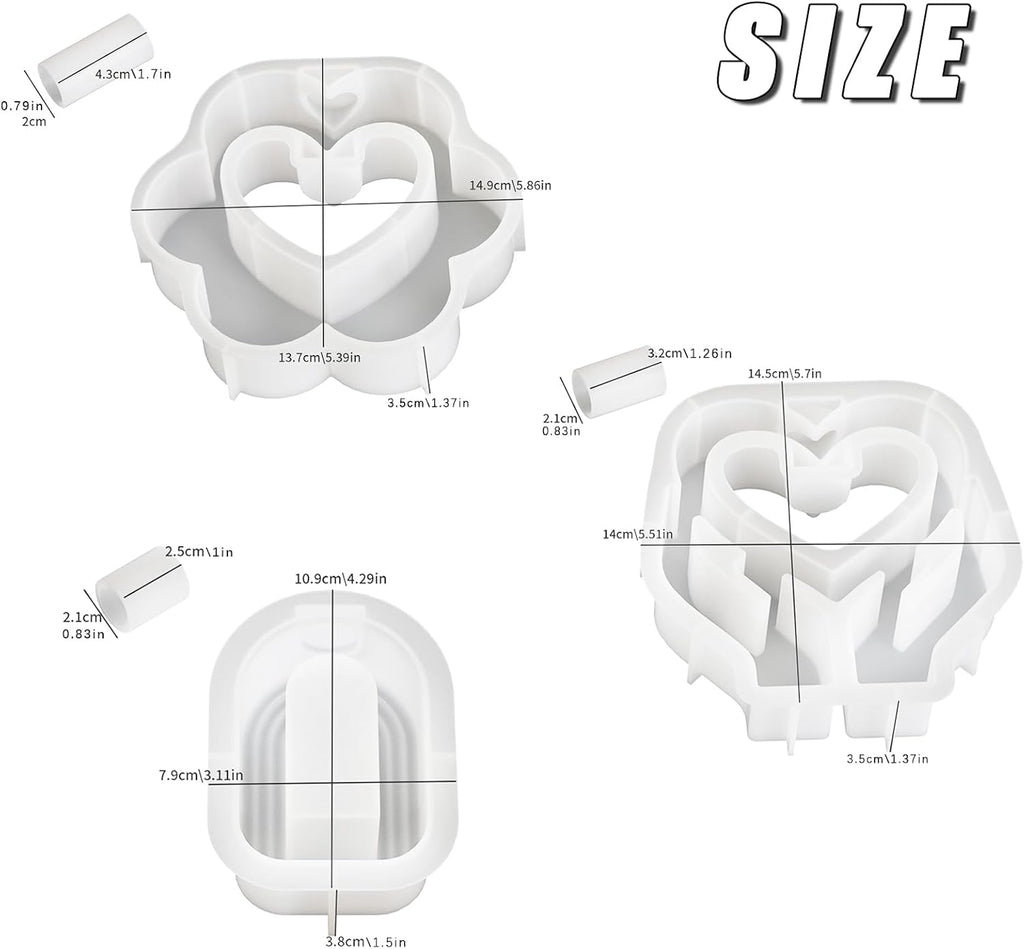 Heart Resin Vase Mold with Test Tube Culture Water Plant Silicone Molds for Crafts Epoxy Resin Casting Mold for DIY Flower Holder Home Office Decor Wedding (Style 1)