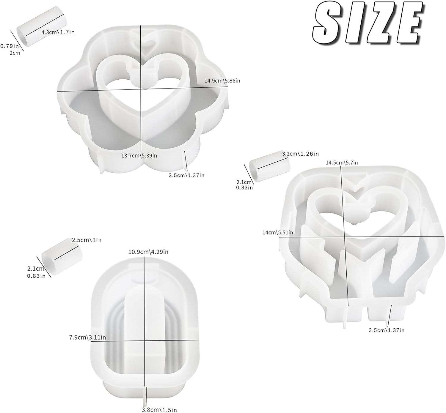 Heart Resin Vase Mold with Test Tube Culture Water Plant Silicone Molds for Crafts Epoxy Resin Casting Mold for DIY Flower Holder Home Office Decor Wedding (Style 2)