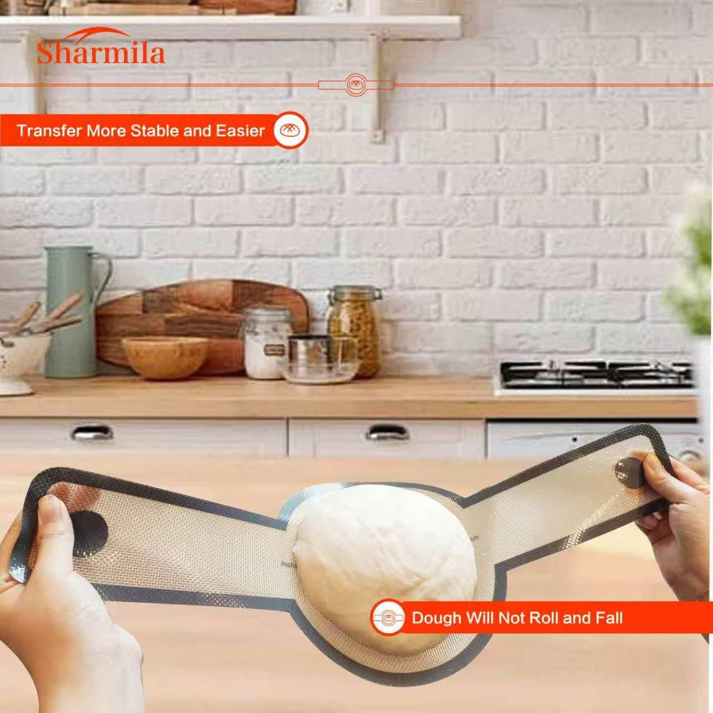 Silicone Bread Sling for Dutch Oven,[Non-Stick & Heat Resistant] Sourdough Silicone Bread Sling,2Pcs Round Reusable Bread Sling with Long Handles for Transfer Sourdough