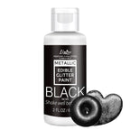 Edible Glitter Paint - 2 fl.oz Food Grade Metallic Glitter Cake Paint for Cake Decorating, Baking, Cupcakes - Shimmer Art Decorative Liquid Edible Paint Food Coloring for Fondant, Donuts (Black)