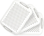 17.7" x 12.5" Anti-Slip Serving Trays with Handles, 3 Pcs X-Large Rectangular Food Serving Tray for Lap, Reusable and Durable Breakfast Tray, White