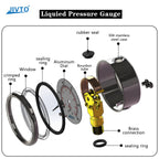 Pressure Gauge,Glycerin Liquid Filled,2.5" Dual Scale Dia,0-3000 psi/bar/kpa,1/4" NPT Male Brass Connection,Lower Mount, Stainless Steel Case,for Pneumatic,Pump,Hose,Well Tank,Gas Air Water Oil