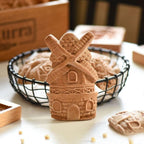 Wooden Cookie Molds, Wooden Cookie Biscuit Mold Baking Cookie Mold Wooden Carved Mold Cookie Cutter Embossing Mold, DIY Shapes Cookie Stamp,Gingerbread Mold(Windmill)