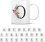 Retreez Initial A-Z Floral Botanical Bouquet Alphabet Monogrammed Monogram Mug 11 Oz Ceramic Tea Coffee Mugs - Appreciation Thank You Wedding Birthday Gifts for her friend coworker sister - O Initial