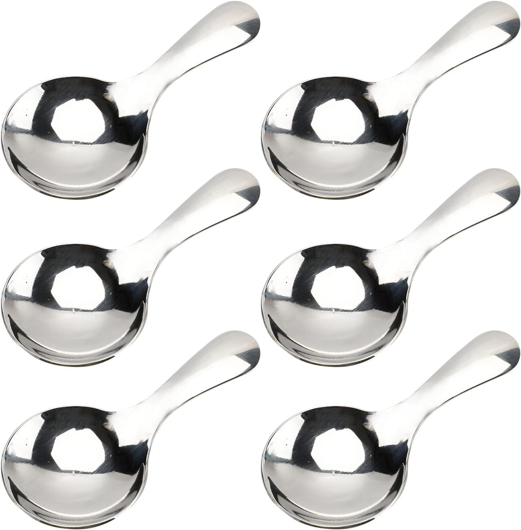 6-Piece Small Stainless Steel Spice Spoons - Canister Scoops for Condiments, Honey, Coffee, Tea, Salt, Jam, Mustard & Ice Cream