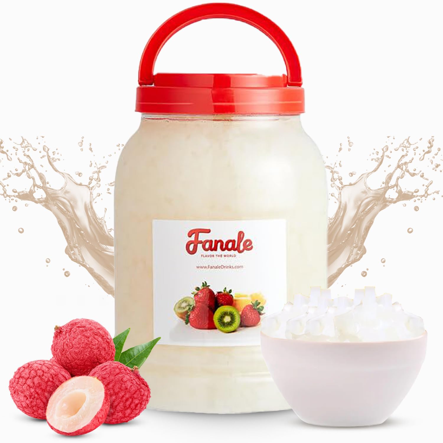 Fanale Coconut Jelly Topping nata de coco for Bubble Tea 8.3 lb | Lychee Jelly | for Boba Tea, Smoothies, Slushes, Desserts | 8.3lb | JEL005
