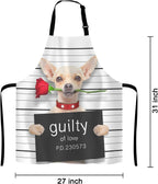 Cute Chihuahua Dog with Rose Bib Apron with Adjustable Neck for Men Women,Suitable for Home Kitchen Cooking Waitress Chef Grill Bistro Baking BBQ Cobbler Apron