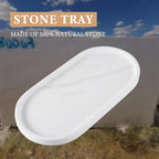 Koville 12"x6" Elegant White Marble Bathroom Tray, Natural Marble Vanity Trays for Home Decor, Stone Perfume Organizer Jewelry Dish for Dresser, Luxury Vanity Tray, Stone Storage Trays