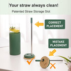 Glass Tumbler w/Lids & Straw: 24 oz Reusable Glass Cup w/Bamboo Lid, Stainless Steel Straws, BPA-Free, Leak-Proof, Dishwasher Safe for Coffee/Smoothies/Hot Beverage, Travel/Office/Home Use, 1-Pk