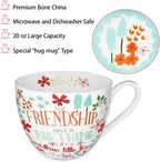 Friendship Coffee Mug, Premium 20 oz Bone China Coffee Tea Hug Mug, Perfect Birthday, Holiday, and Christmas Gift for Women and Female Friends, Designed in England by Harvest Green Studio