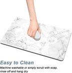 Rnivvi Coffee Mat, 12" x 19" Cute Marble Style Coffee Bar Mats for Espresso Machine Station Accessories and Organizer, Hide Stain Rubber Backed Absorbent Dish Drying Pad for Kitchen Counter,Gray White