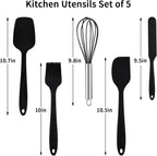 Rorence Stainless Steel Mixing Bowls: Metal Mixing Bowl Set with Lids and Handles Non-slip Silicone Bottom Nesting Bowls for Kitchen Set of 3 - Black