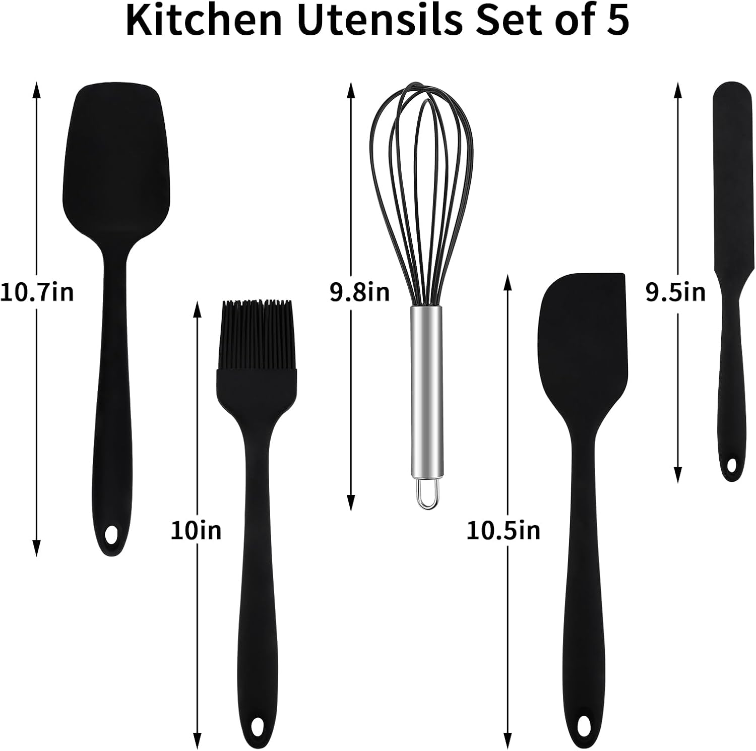 Rorence Stainless Steel Mixing Bowls: Metal Mixing Bowl Set with Lids and Handles Non-slip Silicone Bottom Nesting Bowls for Kitchen Set of 3 - Black