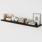 55 Inch Floating Shelves, 9.3" Deep Floating Shelf Wall Mounted, 56" Wall Shelves, Rustic Deep Bookshelf, Large Display Shelves & Storage Shelves for Bedroom, Living Room, Black, Set of 1