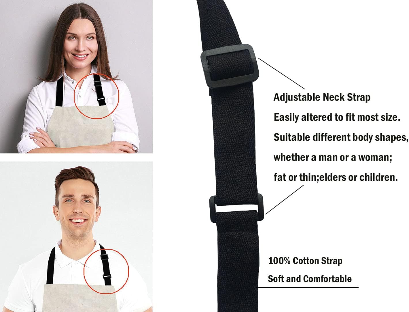 Red and black hand drawn with ink in traditional Japanese Adjustable Bib Apron Kitchen Cooking Baking Gardening Apron for Women Men