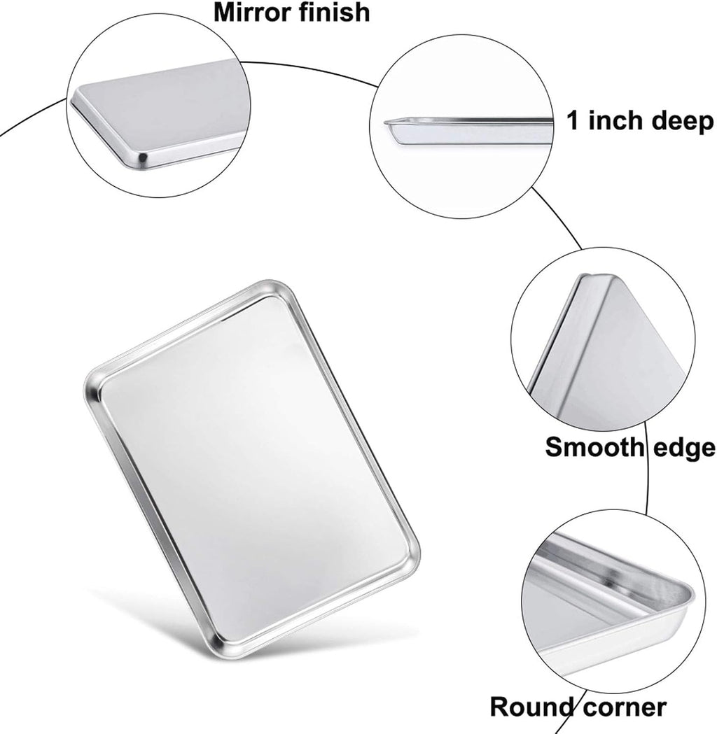 TeamFar Baking Tray and Rack Set, Stainless Steel Baking Pan Cookie Sheet with Cooling Rack, 12.5 x 10 x 1 inch, Non Toxic & Healthy, Easy Clean & Dishwasher Safe