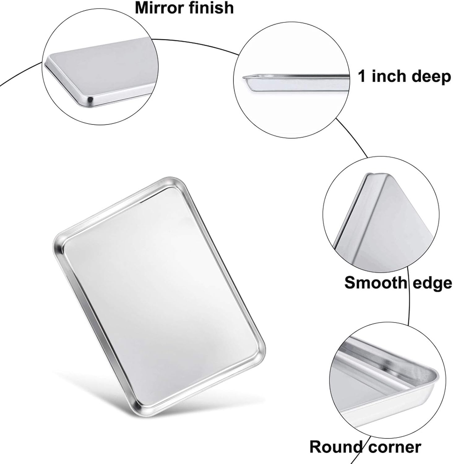 TeamFar Baking Tray and Rack Set, Stainless Steel Baking Pan Cookie Sheet with Cooling Rack, 12.5 x 10 x 1 inch, Non Toxic & Healthy, Easy Clean & Dishwasher Safe