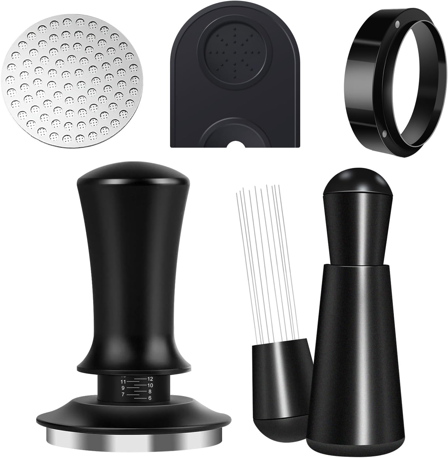 Espresso Accessories Kit 51mm, Coffee Tamper Set with Espresso Tamper, WDT Tool, Espresso Tamper Mat, Espresso Dosing Funnel, Puck Screen, Espresso Tools for 51mm Coffee Machine Accessories