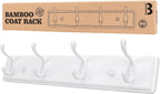 Wooden Coat Rack, Wall-Mounted Organizer for Closet, Entryway, Hallway, Foyer, Bedroom, Heavy Duty Double Hooks for Hanging Towels, Bags, Hats, Jackets, Key (White, 4 Hooks)