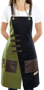 Apron for Women and Men Waterproof Canvas Extra Pocket for Chef Barista Gardening BBQ Grilling Crossback Unisex