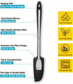 Silicone Jar Spatula, Small Rubber Scraper, Spatulas Silicone Heat Resistant, Seamless,Non StIck Cookware 11.2 Inch, Black.