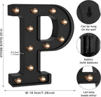 Foaky Black LED Letter Lights for Room Decor - Bedroom Wall Decor, Alphabet Lights for Home, Wedding, Party - Battery Operated （P）