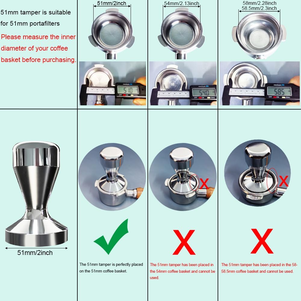 Coffee Tamper 51mm,Espresso Coffee Tamper,Espresso Tamper 51mm Aluminum Alloy, 51mm tamper for 51mm portafilters