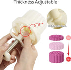 150g 5pcs Cookie Stamps Moon Cake Mold, Thickness Adjustable Christmas Cookie Press DIY Decoration Hand Press Cutter Cake Mold