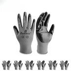 I9 Essentials 6 Pairs Nitrile Coated Work Gloves – Medium,Lightweight Grip Gloves for Men & Women – Gardening, Construction, Mechanic, Woodworking