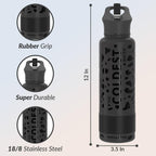 Coldest Insulated Water Bottle with Straw Lid - Stainless Steel Metal Insulated Bottle for Men & Women (Black Leopard, 40 oz)