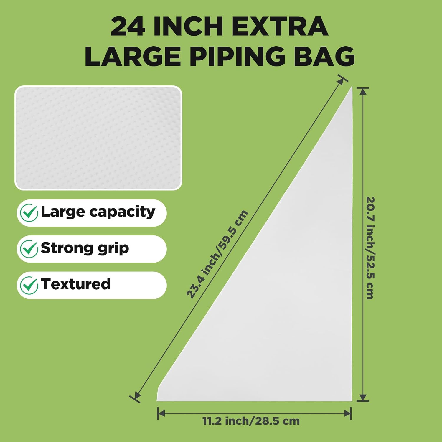 24 Inch Extra Large Piping Bag 200 Pack - Disposable Pastry Bags - Thick Anti-Burst Pastry Icing Frosting Piping Bags For Decorating Cupcakes Cakes Cookies (Large 24 Inch-200 Pack)