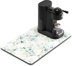 Rnivvi Coffee Mat, 12" x 19" Cute Minimalism Design Coffee Bar Mats for Espresso Machine Station Accessories and Organizer, Hide Stain Rubber Backed Absorbent Dish Drying Pad for Kitchen Counter,White