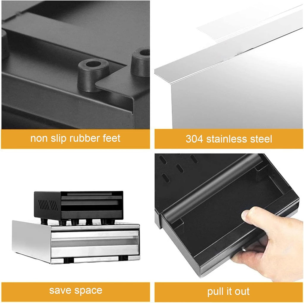 Stainless Steel Coffee Knock Box Drawer With Non Slip Feet, Rubber Lever Coffee Machine Drawer For Household Shop Knockbox With Drawer Coffee Knockout Drawer(Black)